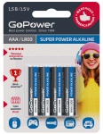 00-00015602 Super Power Alkaline Элемент питания AAA/LR03 щелочной 1.5В, 4шт, GoPower