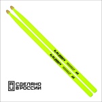 7KLHBYL5B Yellow 5B Барабанные палочки, граб, флуоресцентные желтые, Kaledin Drumsticks