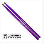 7KLHBVL5A Violet 5A Барабанные палочки, граб, флуоресцентные фиолетовые, Kaledin Drumsticks
