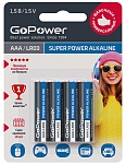 00-00015602 Super Power Alkaline Элемент питания AAA/LR03 щелочной 1.5В, 4шт, GoPower